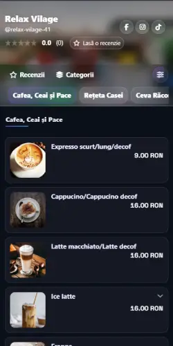 Meniu QR digital — exemplu cafenea