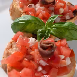 Bruschette cu rosii si anchois